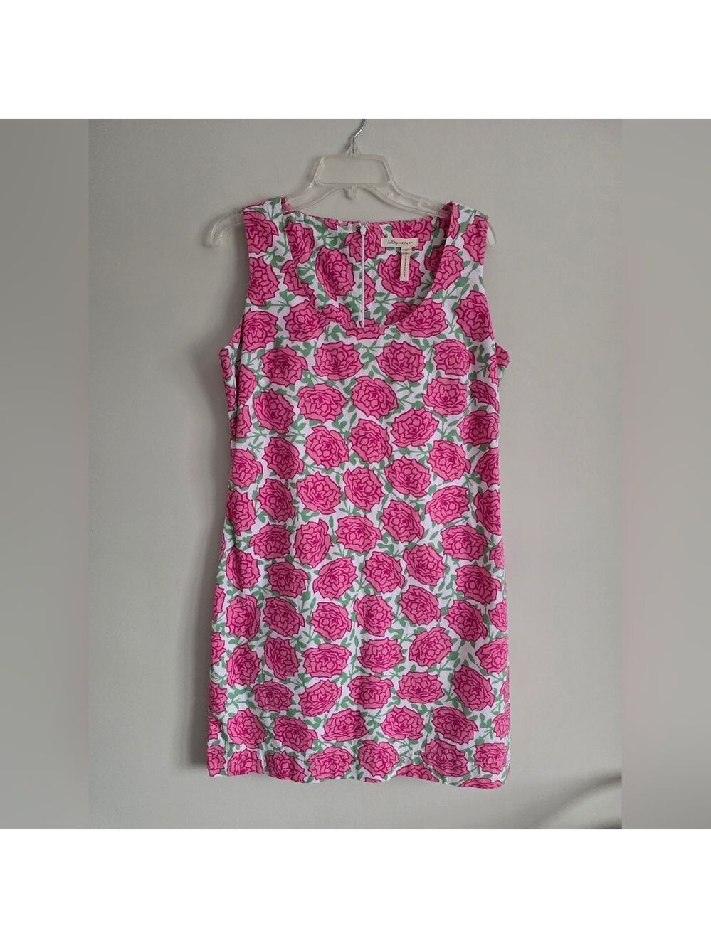 HATLEY | Resort Dress with a pink rose floral pattern Cotton Sz 14